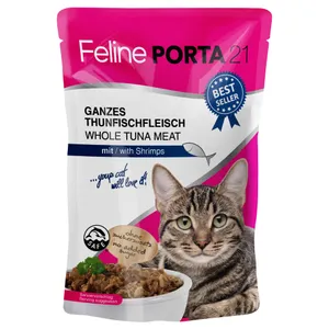 Ekonomipack: Feline Porta 21 portionspåsar 24 x 100 g - Tonfisk med räkor