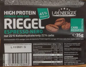 Layenberger Lowcarb. one Protein Riegel Espresso nero