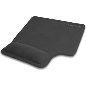 Delock - Musmatta med handledsstöd - ergonomisk, handledsstöd i gel, vänsterhänt - svart