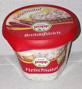 Feinkost Popp Fleischsalat Brotaufstrich Aus der Kühlung 1.99€ 250g Becher 1kg 7.96€