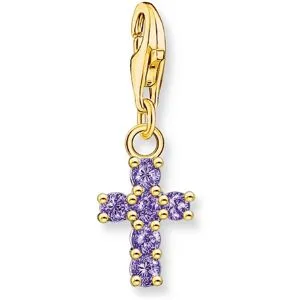 Thomas Sabo Charm Club Charmista  cross purple stones yellow-gold plated berlock 2036-414-13