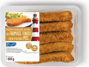 Petits poissons panés au fromage fondu