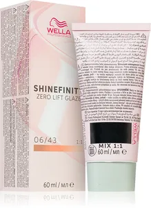 engelsk hårfärgning Wella Shinefinity Zero Lift Glaze 60ml 06/43 | Mörkröd guldblond