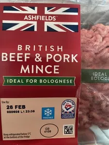 Ashfield British beef and pork mince 750g