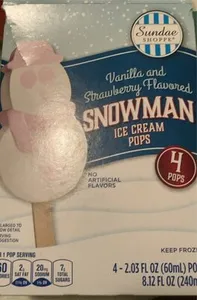 Vanilla and Strawberry Flavored Snowman Ice Cream Pops