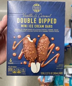 Double dipped mini ice cream bars vanilla and carmel