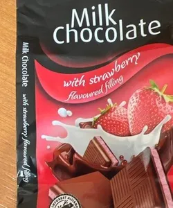 Milk chocolate with strawberry flavoured filling