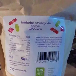 Gummibonbons mit Süßungsmittel -Wine Gums