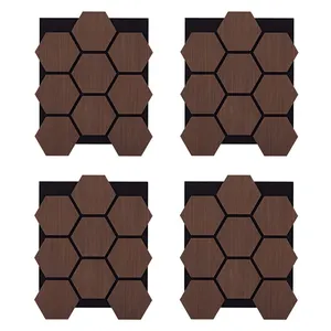 Homestyle4u Ljudpanel - Akustikpanel Hexagon - 62x76 Cm - 4 St - Brun