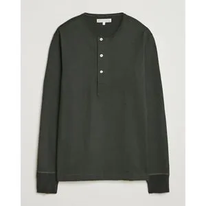Merz b. Schwanen Classic Fit Sturdy Organic Cotton Henley Forest Green