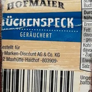 Rückenspeck, geräuchert