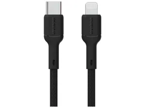 Dudao flätad svart USB-C till Lightning-kabel med stöd för 30 Watt (2 meter)