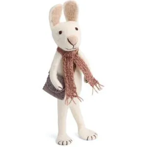 Gry & Sif Stor Vit Kanin M. Rosa Halsduk