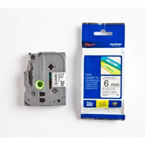 Brother TZe-211, märkband 6 mm, svart text/vit botten