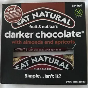 Fruit and nut bars darker chocolate with almonds and apricots