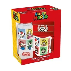 SUPER MARIO (4 COLOUR) GIFT SET (PLASTIC BOTTLE, MUG & MAGNET) V2