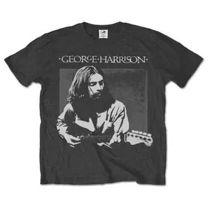 George Harrison: Unisex T-Shirt/Live Portrait (Charcoal Grey) (Medium)