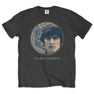 George Harrison: Unisex T-Shirt/Circular Portrait (Charcoal Grey) (Small)