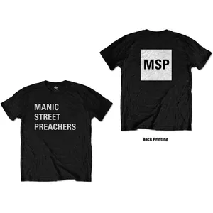 Manic Street Preachers: Unisex T-Shirt/Block Logo (Black) (Back Print) (Small)