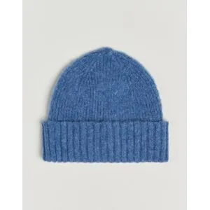 Robert Mackie Rona Ribbed Shaggy Lambswool Beanie Light Blue