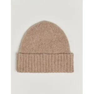 Robert Mackie Rona Ribbed Shaggy Lambswool Beanie Sand