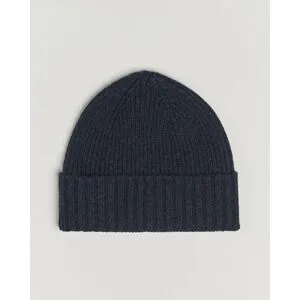 Robert Mackie Kingswell Ribbed Wool/Cashmere Beanie Navy