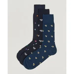 Paul Smith 3-Pack Printed Sock Navy