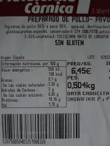 Preparado de pollo-pavo