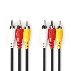Nedis Komposit videokabel | 3x RCA Hane | 3x RCA Hane | Nickelplaterad | 480p | 10.0 m | Rund | PVC | Svart | Kuvert