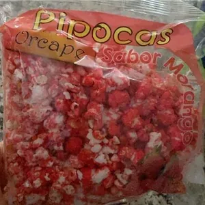 Pipocas sabor morango