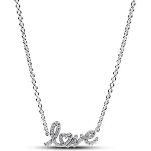 Pandora Moments Sparkling Handwritten Love Collier Necklace Sterling silver halsband 393076C01-45