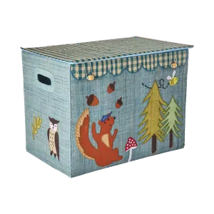 Rice - Raffia Storage Box with Happy Forest Theme - Large