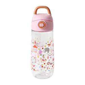 Rice - Plastic Kids Drinking Bottle with Fun Fair Print - Pink - 550 ml