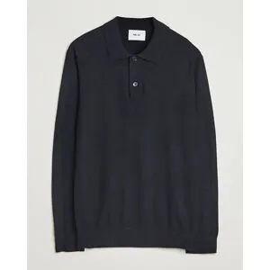 NN07 Serge Wool Knitted Polo Deep Navy