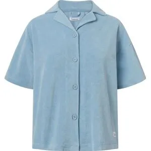 Knowledge Cotton Apparel Women's Woven Terry Short Sleeve Shirt  Airy Blue XS