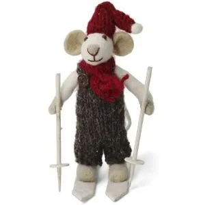 Gry & Sif Vit Mus M. Grå Byxor På Skidor