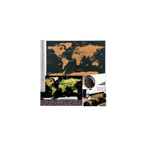 Skrapkarta Världen med Flaggor och Tillbehör