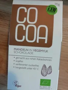 Cocoa Chocolat Cru Lait De Coco Amandes 70G Cocoa
