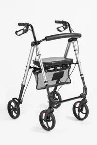 Rollator i aluminium med 4 hjul - Justerbar sitthöjd