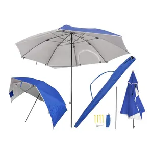 Hopfällbart strandparasoll 200 cm, vind- och solskydd