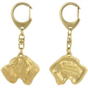 German Wirehaired Pointer - Gilded key ring with dog in gift box, handbag decoration, luxury accessory by Art-Dog brand