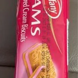 Strawberry flavoured cream biscuits