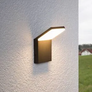 LED utomhus vägglampa NEVIO Lucande, Svart, Aluminium / grå / zink, Modern, LED-vägglampa utomhus