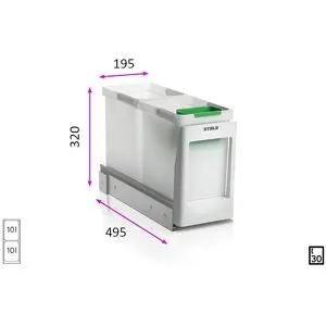 Stala Ekoline Eko2-1 Källsorteringssystem 495 X 320 X 195 Mm, Lager & Miljö