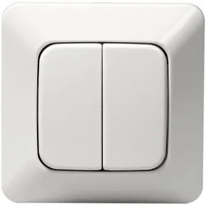 Abb 10666u2 Strömbrytare Infällt, Ip20, Alpinvit Dubbeltrapp, Strömbrytare & Vägguttag