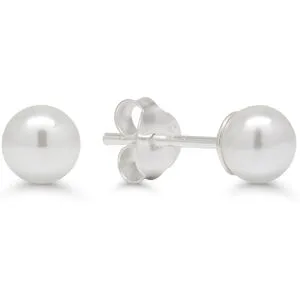 Silverörhängen rund 5mm vit pärla SYP-5mm-valk