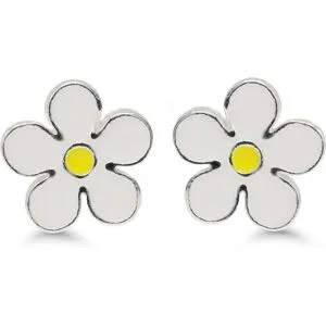 Silverörhängen blomma emalj DE-0500valk