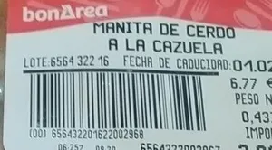 Manita de cerdo a la cazuela