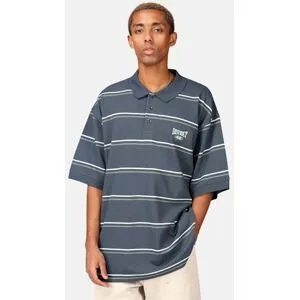 District 46 Oversized randig piké Male XS Blå