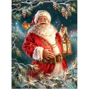 ATELA 5D jul diamond painting Full diamantlykta jultomten, DIY-målning diamantbroderi konsthantverk mosaiktillverkning hemväggdekoration (12x16tum)